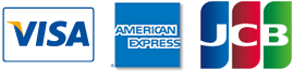 支払いカード　VISA、AMEX、JCB
